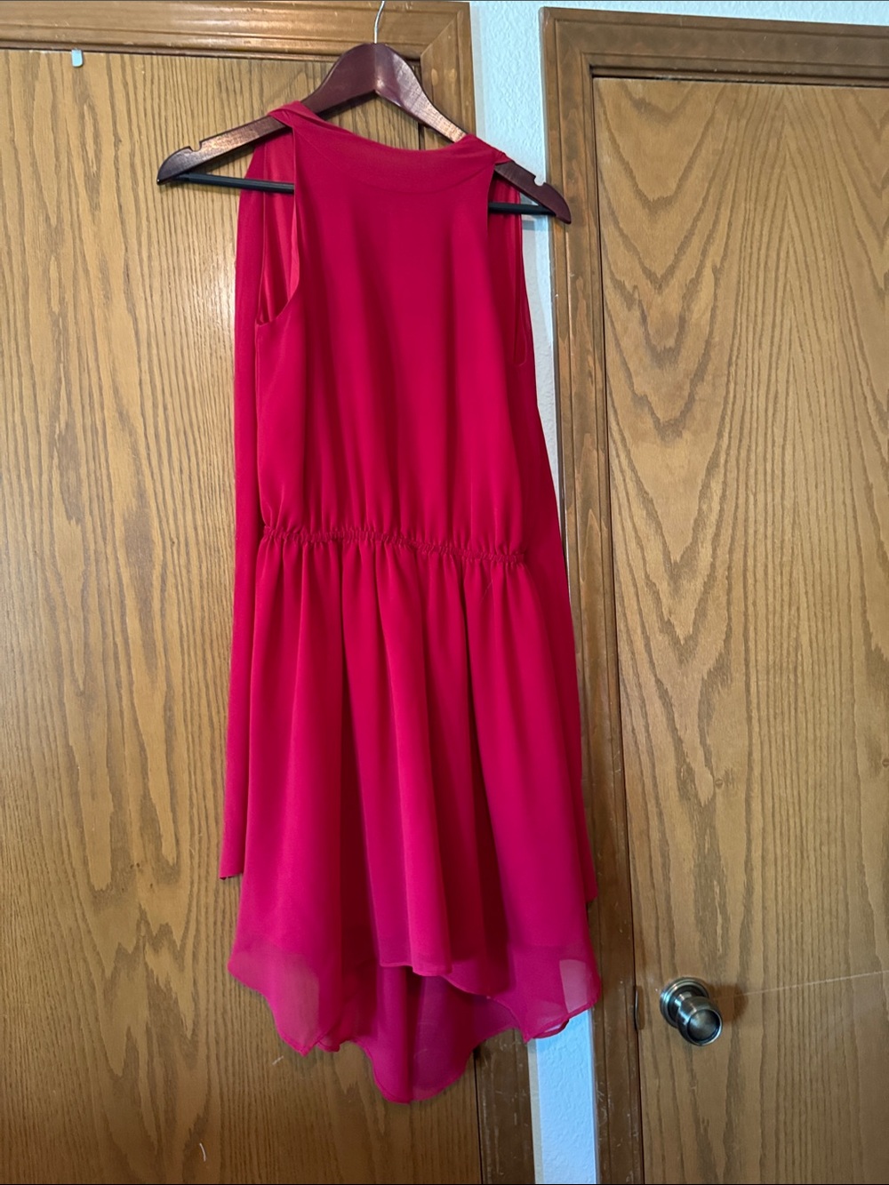 Plastic Island Bright Red Sleeveless High-Low Dress